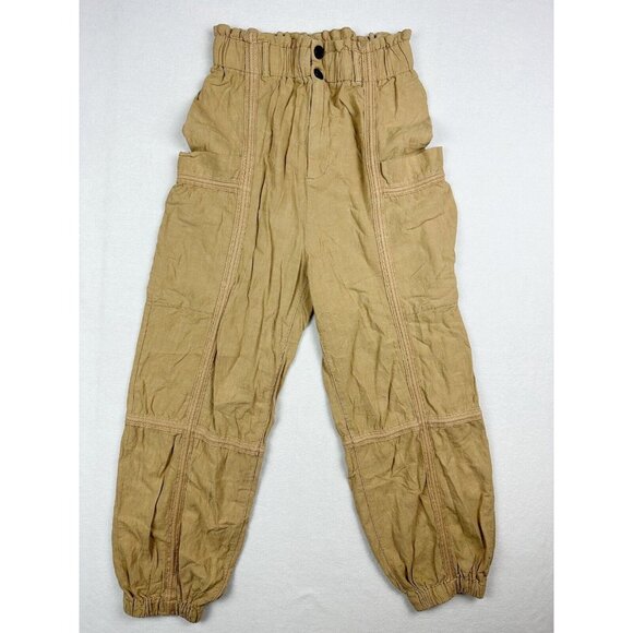 URBAN OUTFITTERS Linen Jogger Pant Size S Isla Slouchy High Waist Elastic - Picture 1 of 14